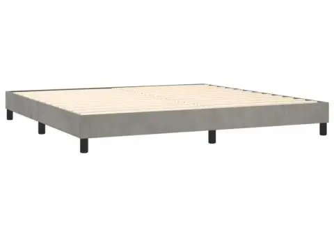 Pat box spring cu saltea, gri deschis, 200x200 cm, catifea - 4/5