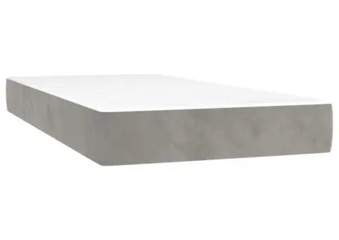 Pat box spring cu saltea, gri deschis, 200x200 cm, catifea - 5/5
