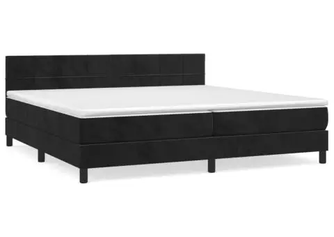 Pat box spring cu saltea, negru, 200x200 cm, catifea - 2/5