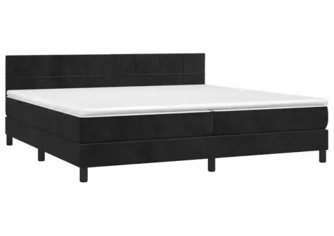 Pat box spring cu saltea, negru, 200x200 cm, catifea - 3/5
