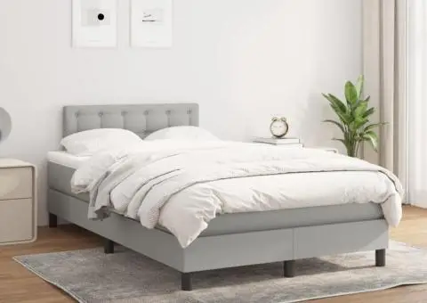 Pat continental cu saltea, gri deschis, 120x200 cm, textil - 1/5