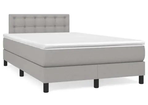 Pat continental cu saltea, gri deschis, 120x200 cm, textil - 2/5