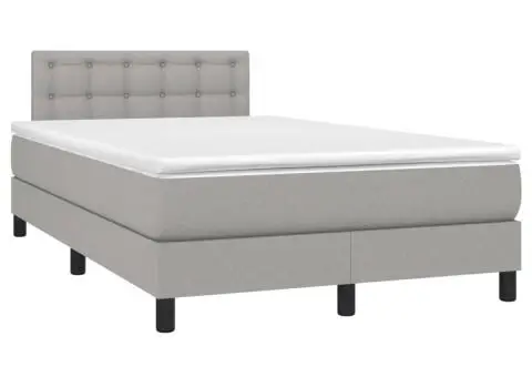 Pat continental cu saltea, gri deschis, 120x200 cm, textil - 3/5