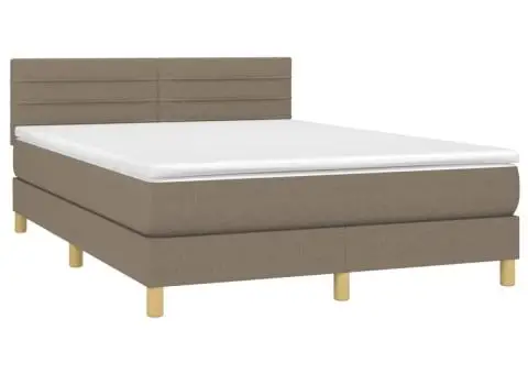 Pat box spring cu saltea, gri taupe, 140x200 cm, textil - 3/5