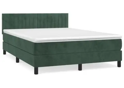 Pat box spring cu saltea, verde închis, 140x200 cm, catifea - 2/5