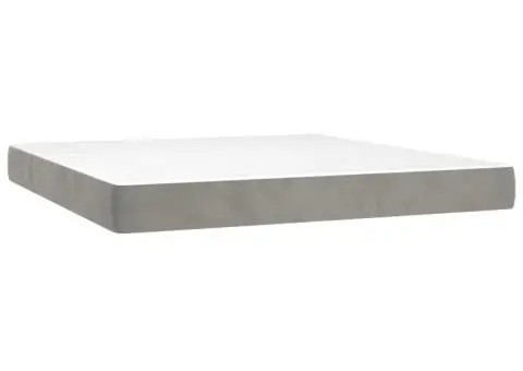 Pat box spring cu saltea, gri deschis, 160x200 cm, catifea - 5/5