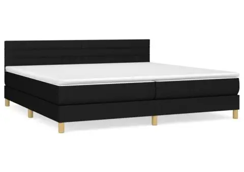 Pat box spring cu saltea, negru, 200x200 cm, textil - 2/5