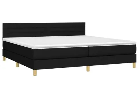 Pat box spring cu saltea, negru, 200x200 cm, textil - 3/5