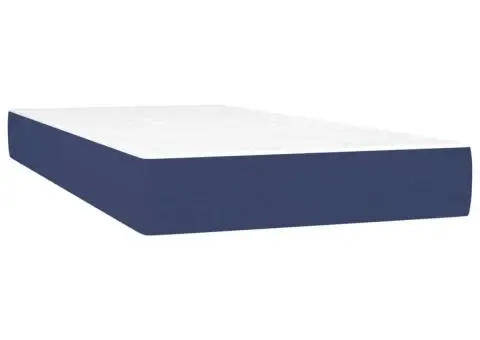 Pat box spring cu saltea, albastru, 90x200 cm, textil - 5/5