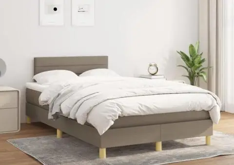 Pat box spring cu saltea, gri taupe, 120x200 cm, textil - 1/5