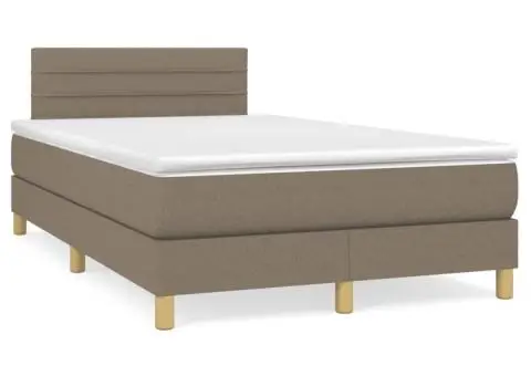 Pat box spring cu saltea, gri taupe, 120x200 cm, textil - 2/5