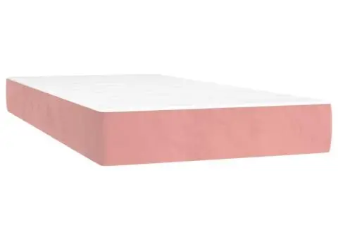 Pat box spring cu saltea, roz, 90x190 cm, catifea - 5/5