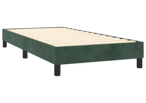 Pat box spring cu saltea, verde închis, 90x190 cm, catifea - 4/5