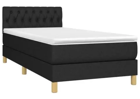 Pat box spring cu saltea, negru, 90x190 cm, textil - 3/5