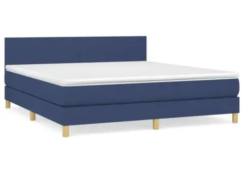 Pat continental cu saltea, albastru, 160x200cm, material textil - 2/5