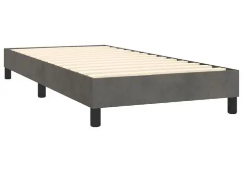 Pat box spring cu saltea, gri închis, 90x190 cm, catifea - 4/5