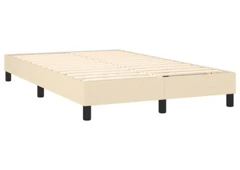 Pat cu arcuri, saltea și LED, crem, 120x200 cm, textil - 5/5