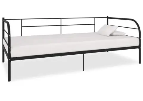 Cadru pat de zi, negru, 90 x 200 cm, metal - 1/5