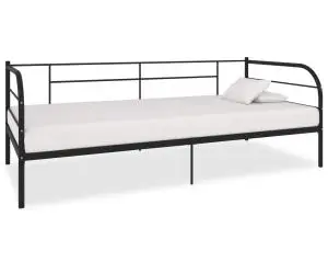 vidaXL Cadru pat de zi, negru, 90 x 200 cm, metal