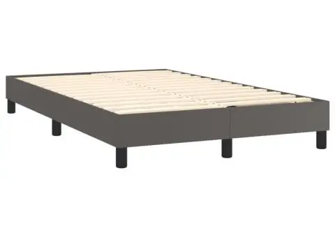 Pat cu arcuri, saltea și LED, gri, 120x200 cm, piele ecologică - 5/5