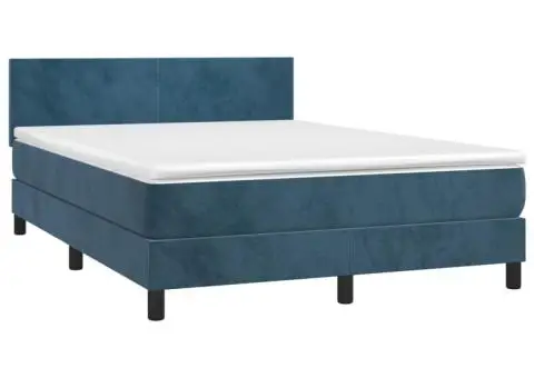 Pat cu arcuri, saltea și LED, gri închis, 140x200 cm, catifea - 3/5