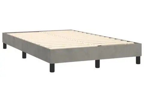 Pat cu arcuri, saltea și LED, gri deschis, 120x200 cm, catifea - 5/5