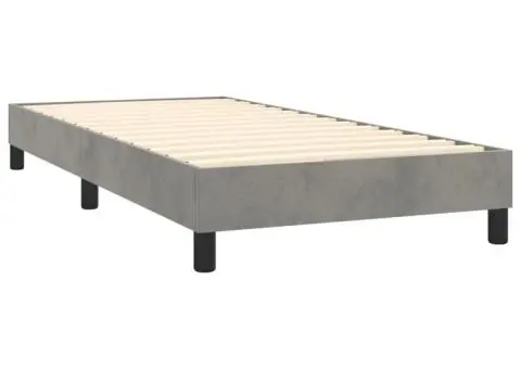 Pat continental cu saltea & LED, gri deschis, 80x200 cm catifea - 5/5