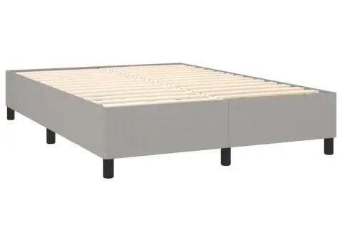 Pat cu arcuri, saltea și LED, gri deschis, 140x200 cm, textil - 5/5