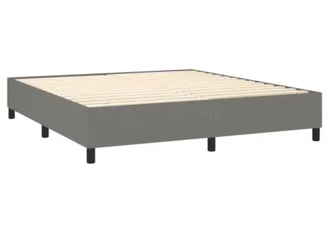 Pat cu arcuri, saltea și LED, gri închis, 160x200 cm, textil - 5/5