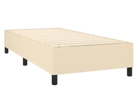 Pat cu arcuri, saltea și LED, crem, 80x200 cm, textil - 5/5