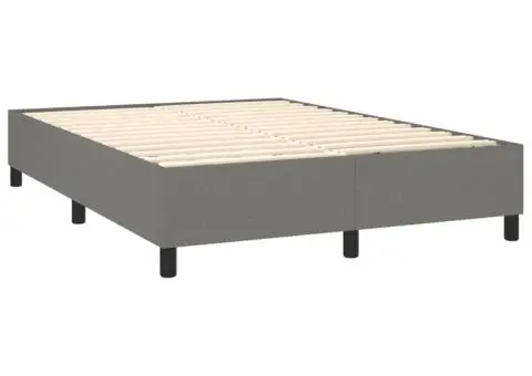 Pat cu arcuri, saltea și LED, gri închis, 140x190 cm, textil - 5/5