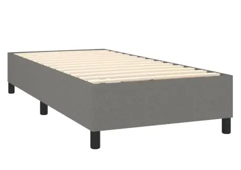 Pat cu arcuri, saltea și LED, gri închis, 80x200 cm, textil - 5/5