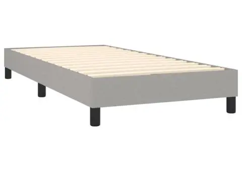 Pat cu arcuri, saltea și LED, gri deschis, 90x190 cm, textil - 5/5