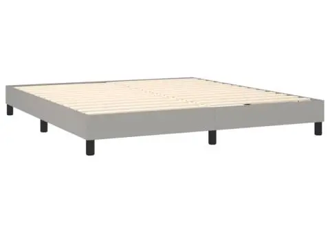 Pat cu arcuri, saltea și LED, gri deschis, 180x200 cm, textil - 5/5