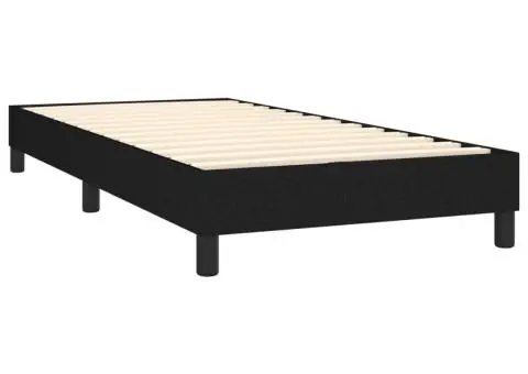 Pat cu arcuri, saltea și LED, negru, 90x190 cm, textil - 5/5