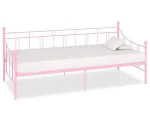 vidaXL Cadru de pat, roz, 90 x 200 cm, metal