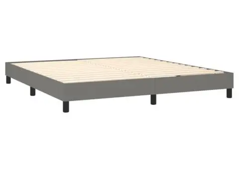 Pat cu arcuri, saltea și LED, gri închis, 160x200 cm, textil - 5/5