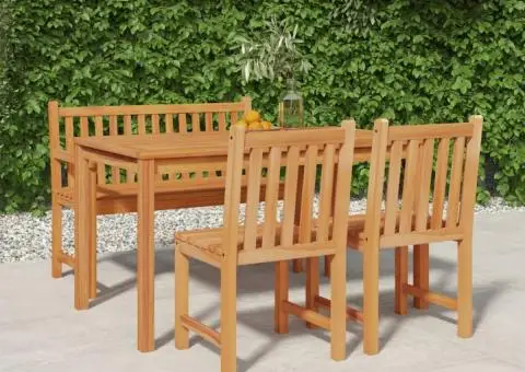 Set mobilier pentru grădină, 4 piese, lemn masiv de tec - 1/5