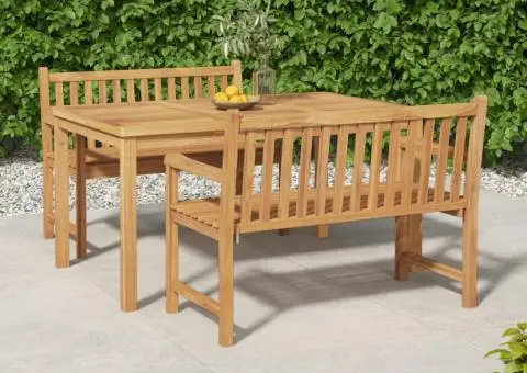 Set de masă pentru grădină, lemn masiv de tec, 3 piese - 1/5