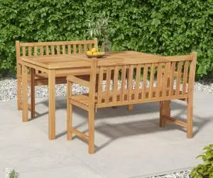 vidaXL Set de masă pentru grădină, lemn masiv de tec, 3 piese
