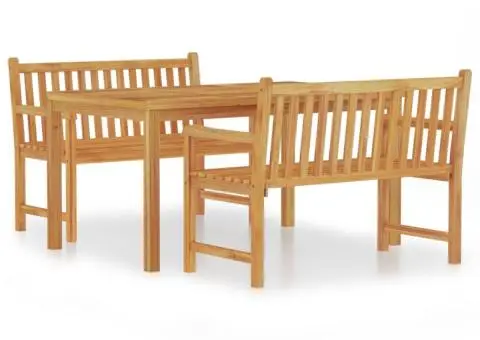 Set de masă pentru grădină, lemn masiv de tec, 3 piese - 2/5