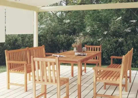 Set de sufragerie de grădină, lemn masiv de tec, 5 piese - 1/5