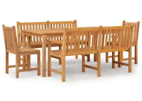 Set de sufragerie de grădină, lemn masiv de tec, 5 piese - 2/5