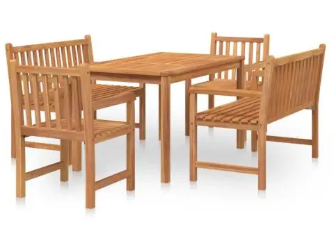 Set de sufragerie de grădină, lemn masiv de tec, 5 piese - 2/5