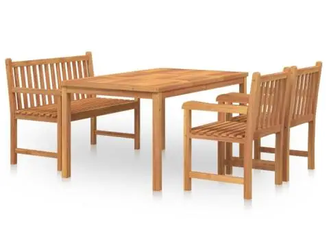 Set mobilier pentru grădină, 4 piese, lemn masiv de tec - 2/5