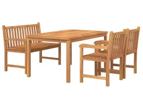 Set mobilier pentru grădină, 4 piese, lemn masiv de tec - 3/5