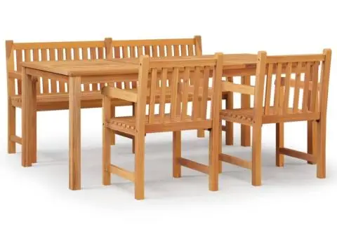 Set mobilier pentru grădină, 4 piese, lemn masiv de tec - 2/5