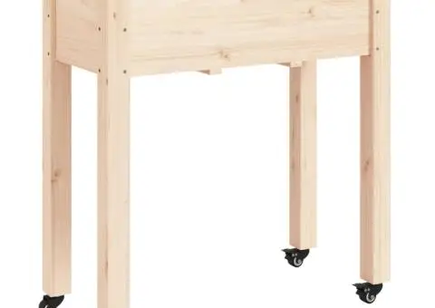 Jardinieră cu roți și căptușeală 71x37x80 cm lemn masiv de brad - 2/5