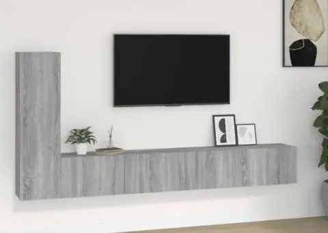 Set dulap TV, 3 piese, gri sonoma, lemn prelucrat - 1/5