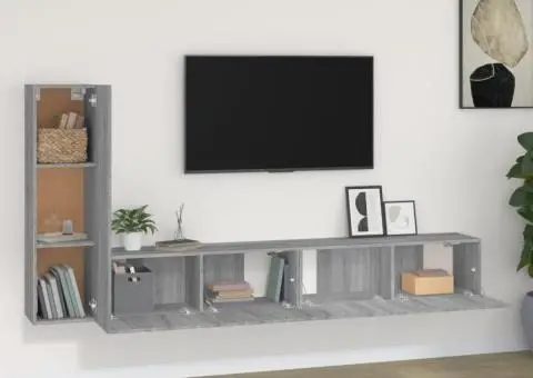 Set dulap TV, 3 piese, gri sonoma, lemn prelucrat - 3/5